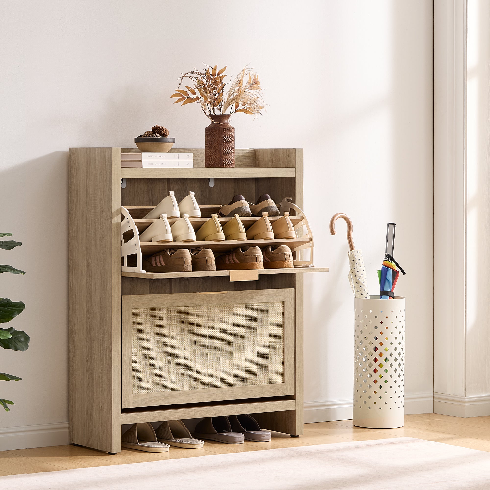 Savanna Rattan Double Flip Shoe Cabinet