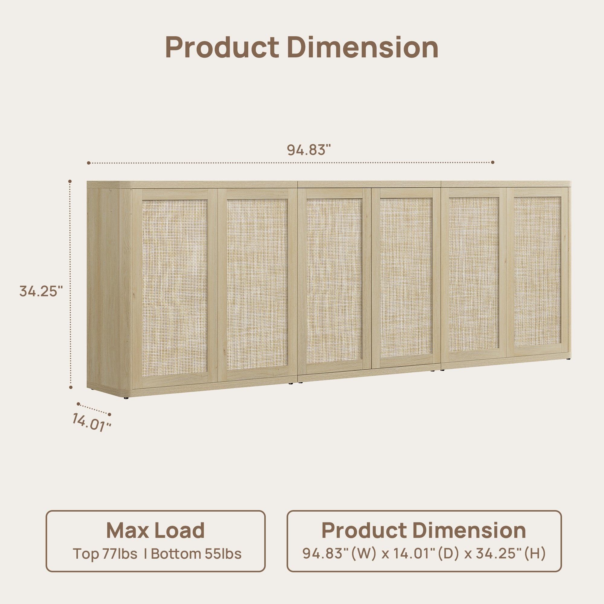 Zura Modular TV Stands Set of 3, Large Storage