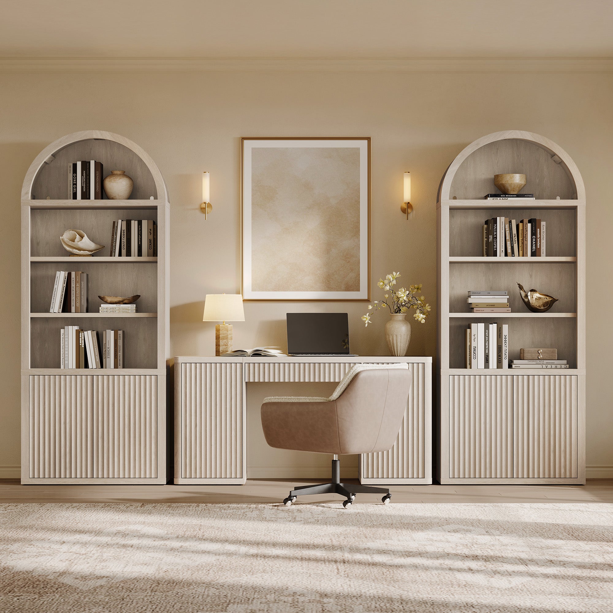 Cas Fluted 2-Door Bookcase, Arched Top