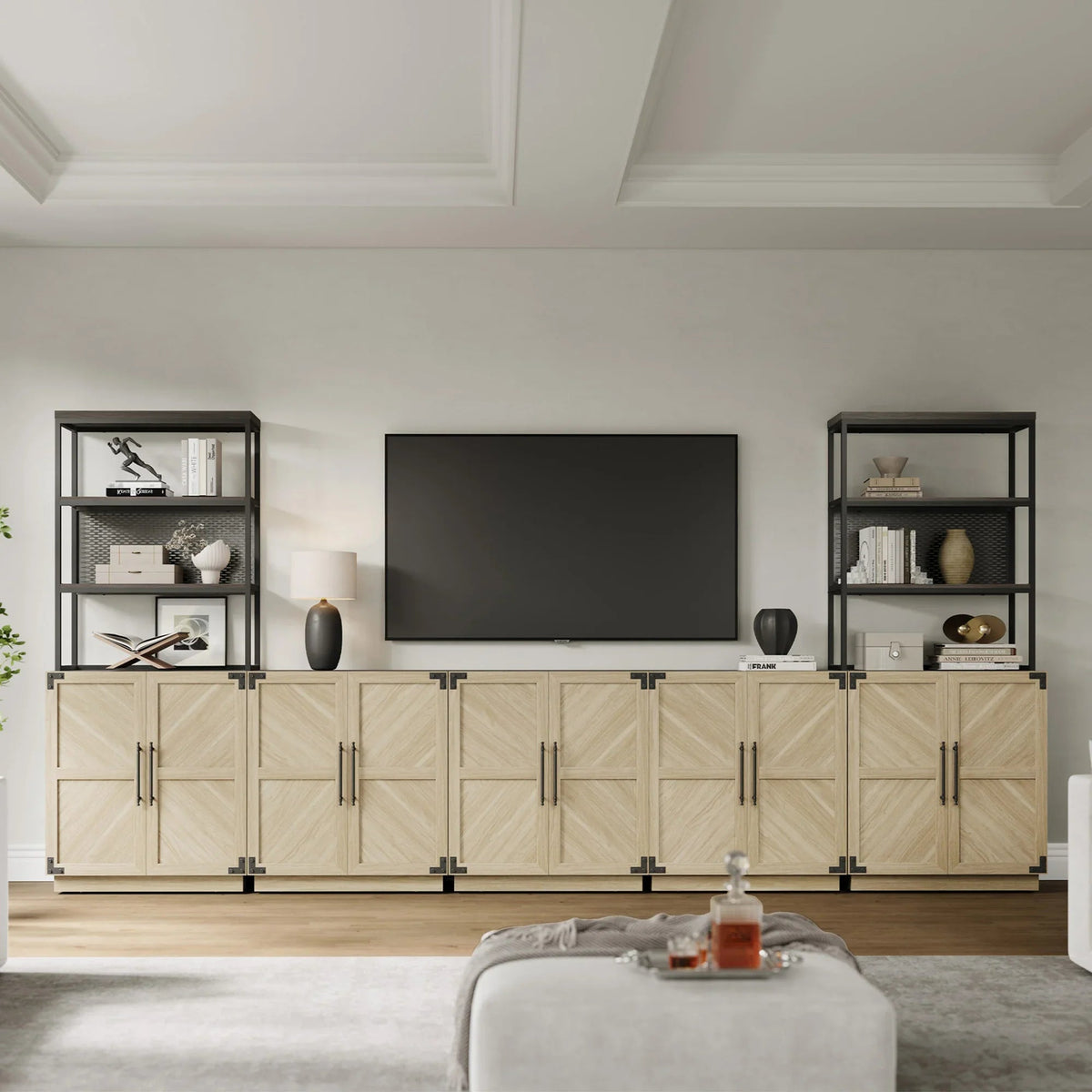 Willow Sideboard Cabinet with 2 Doors - 2 Pieces - Ash Gray