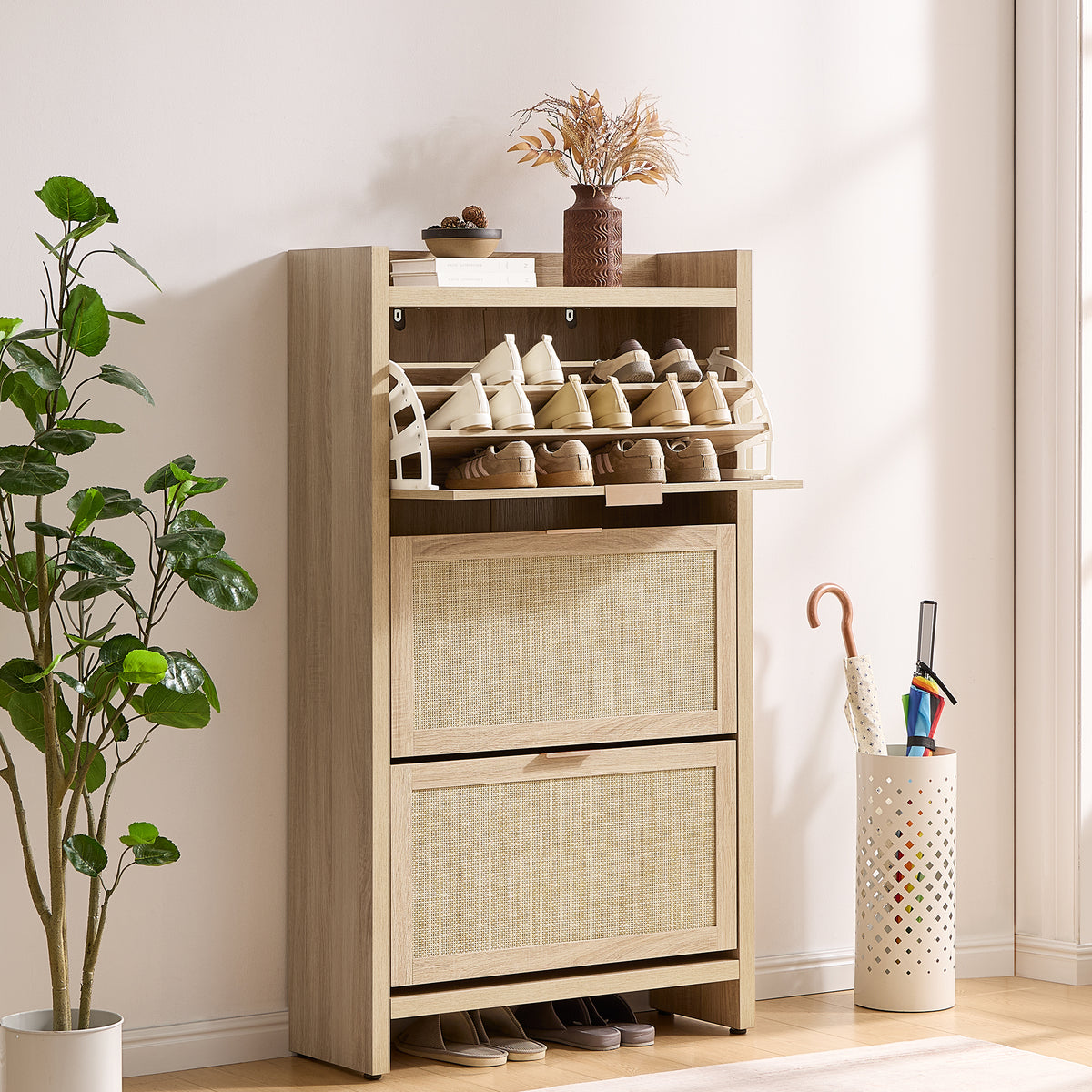 Savanna Flip Door Shoe Cabinet, 30 Pairs Shoes