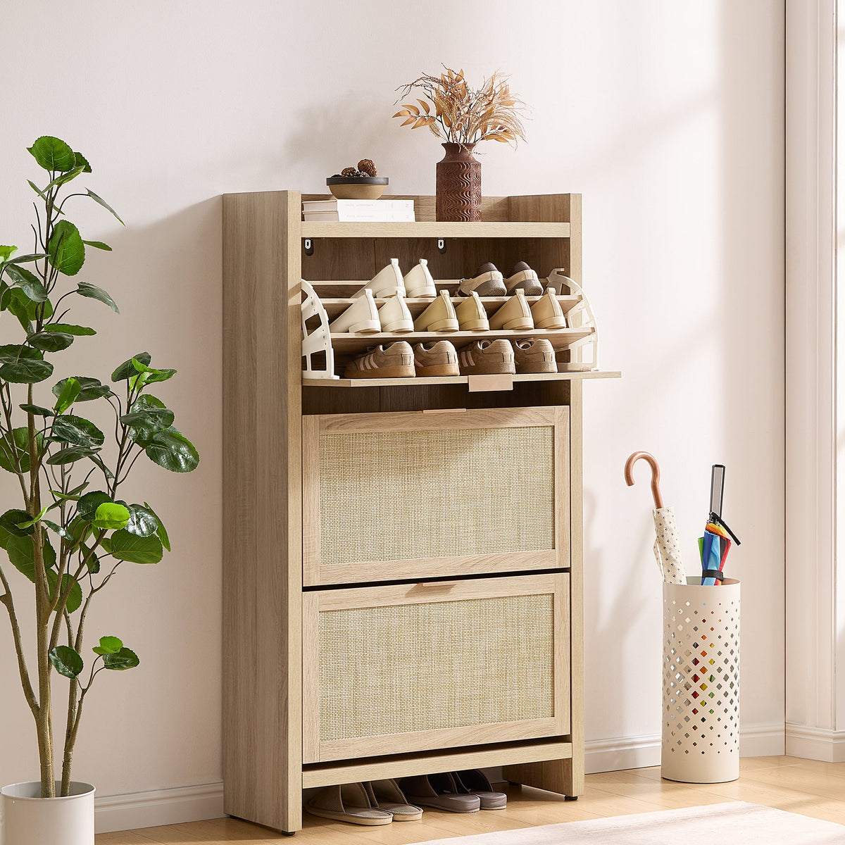 Savanna Flip Shoe Cabinet, 30-Pair Organizer, Set of 2