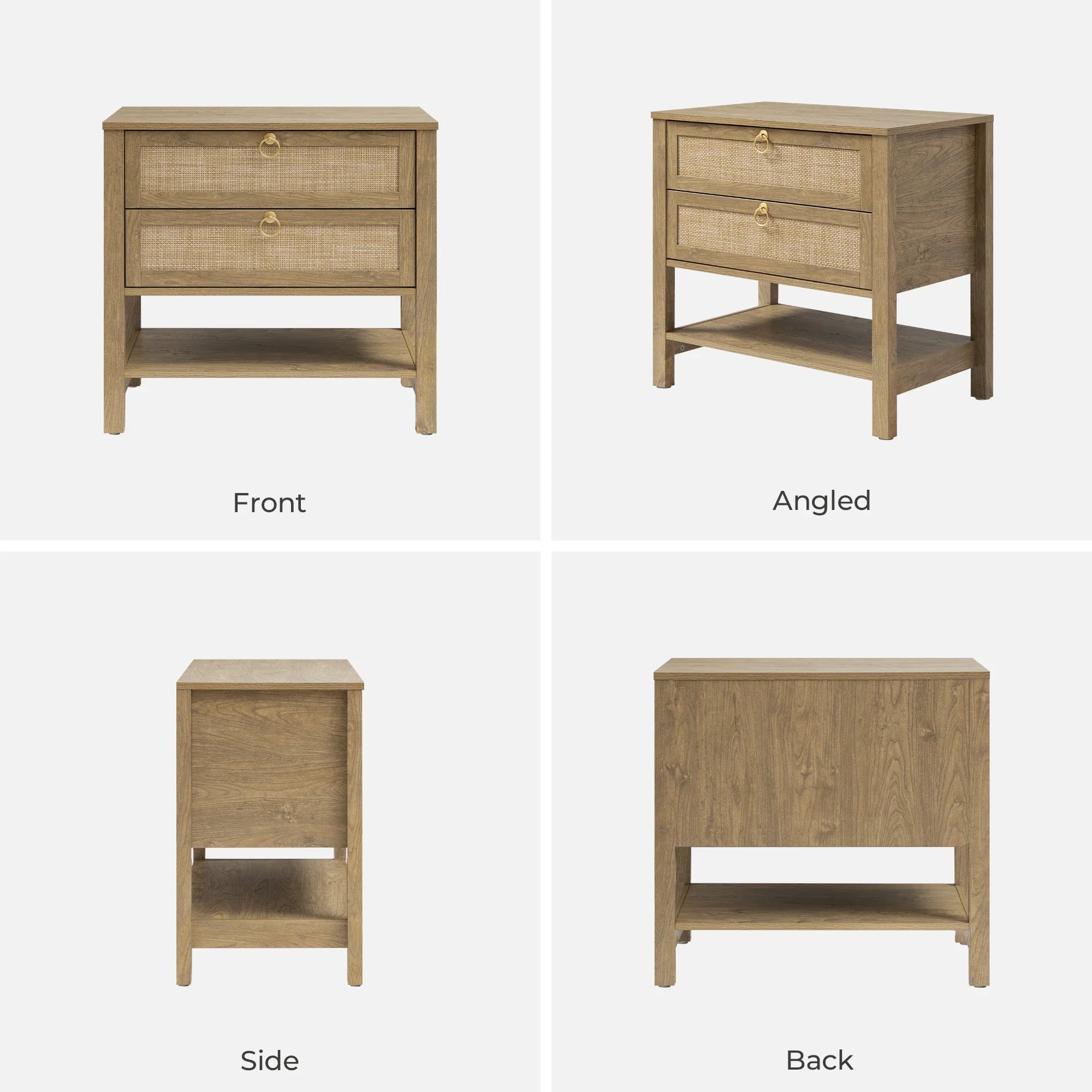 Terra 4 Doors Sideboard and 2 Drawers Nightstands Set for Living Room