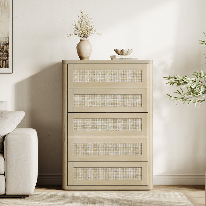 Zura Rattan Dresser, 5 Drawers