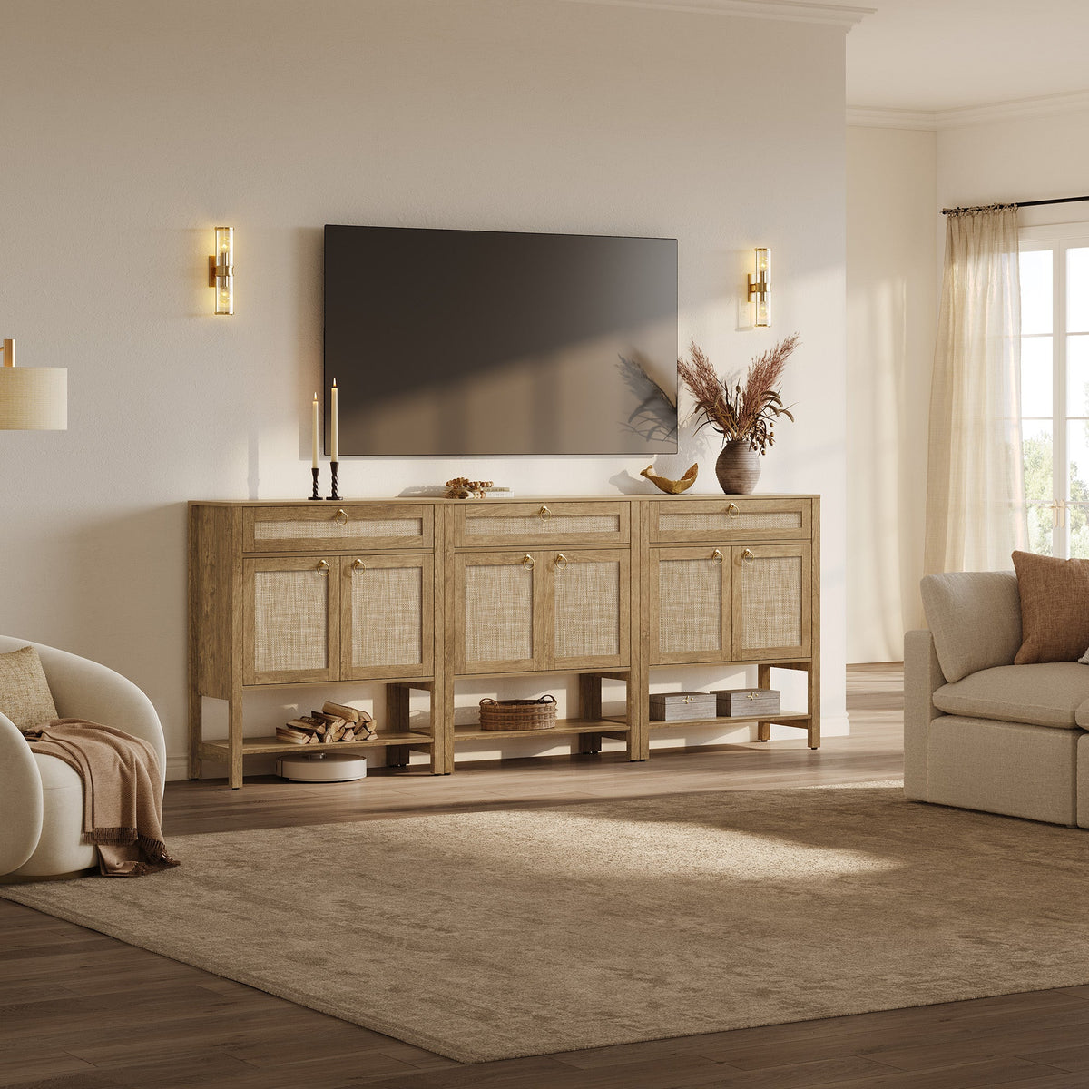 Terra Modern Sideboard, Flexible Storage - Carbon Cherry - 2 Pieces