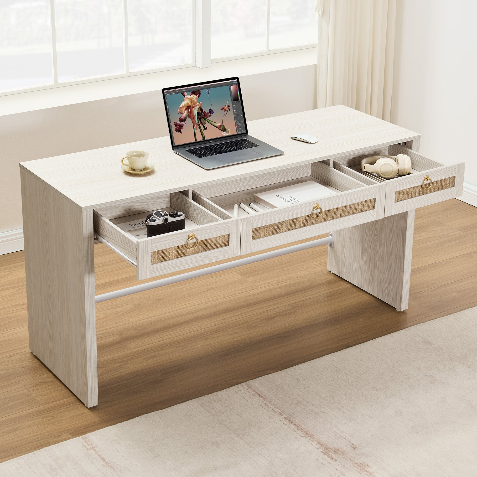 Terra Rattan Computer Desk, 59-Inch Wide