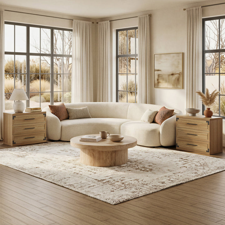 Willow 3-Drawers Nightstands Set - 2 Pieces - Sand Beige