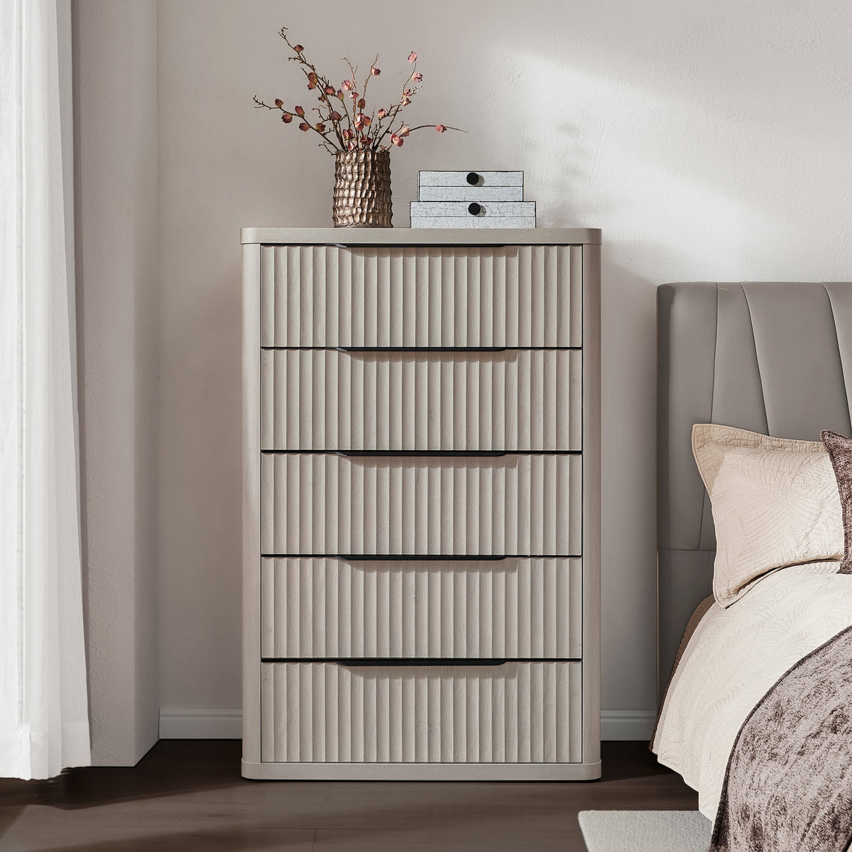 Cas Tall 5 Drawers Dresser, Set of 2