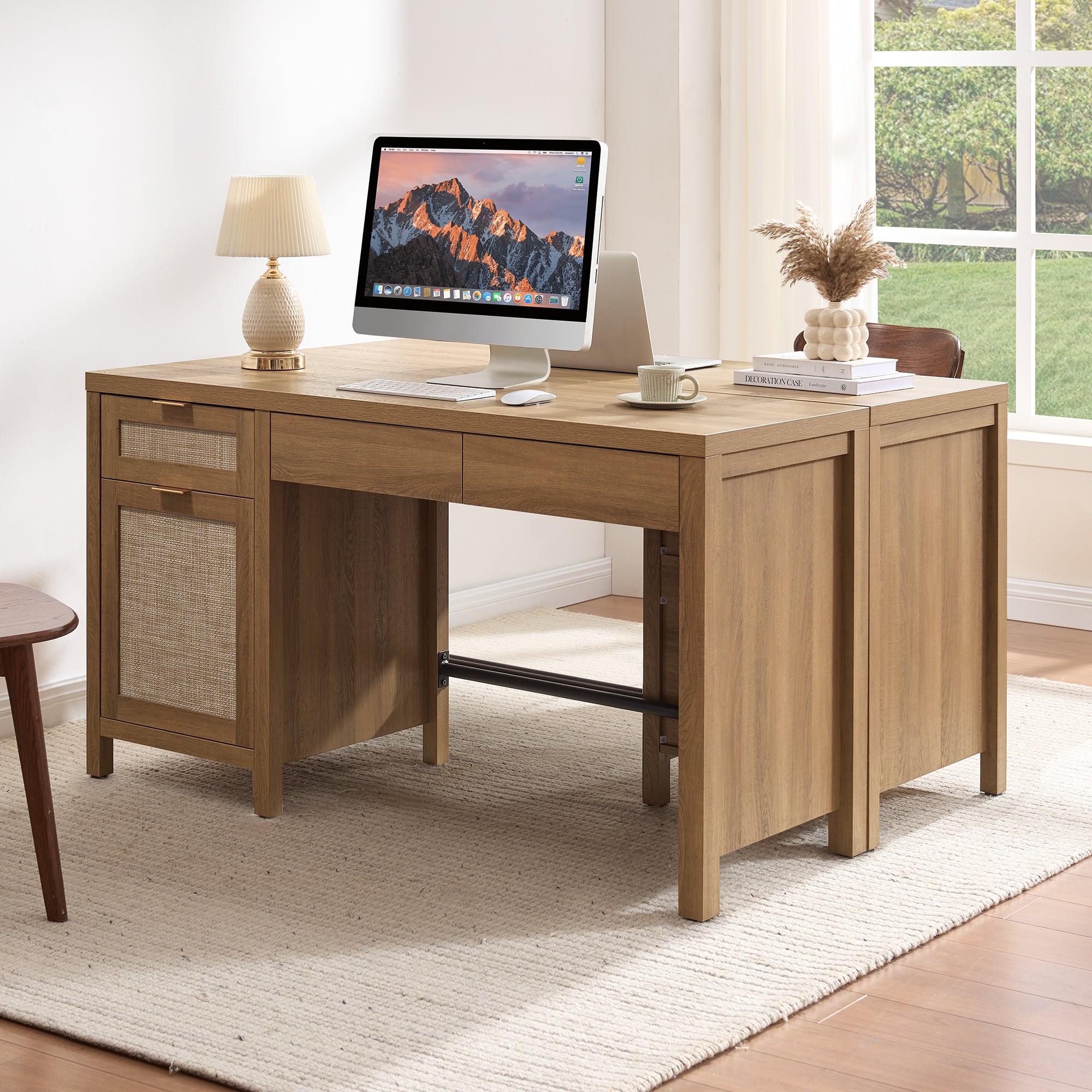 Savanna Rattan Computer Desk, 55-Inch Wide