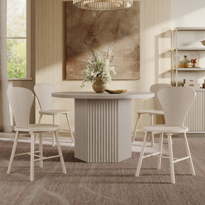 Cas Modern Solid-Wood Dining Chairs, Fluted Style