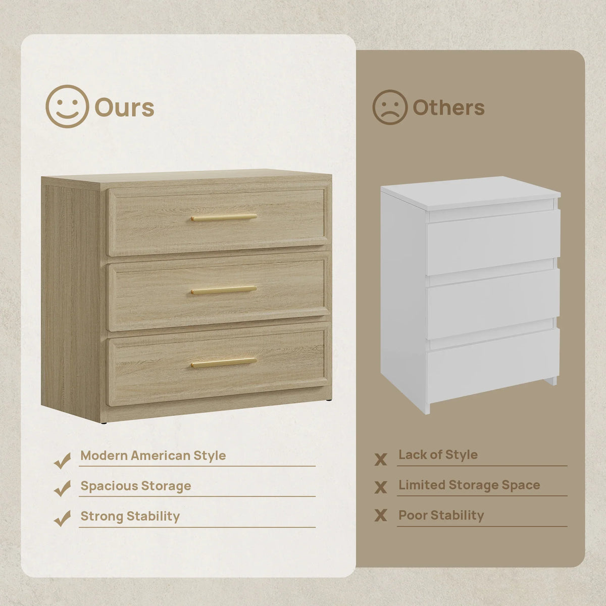 Crescent Modular 26.6'' Tall 9 Drawers Dresser and Nightstands Set