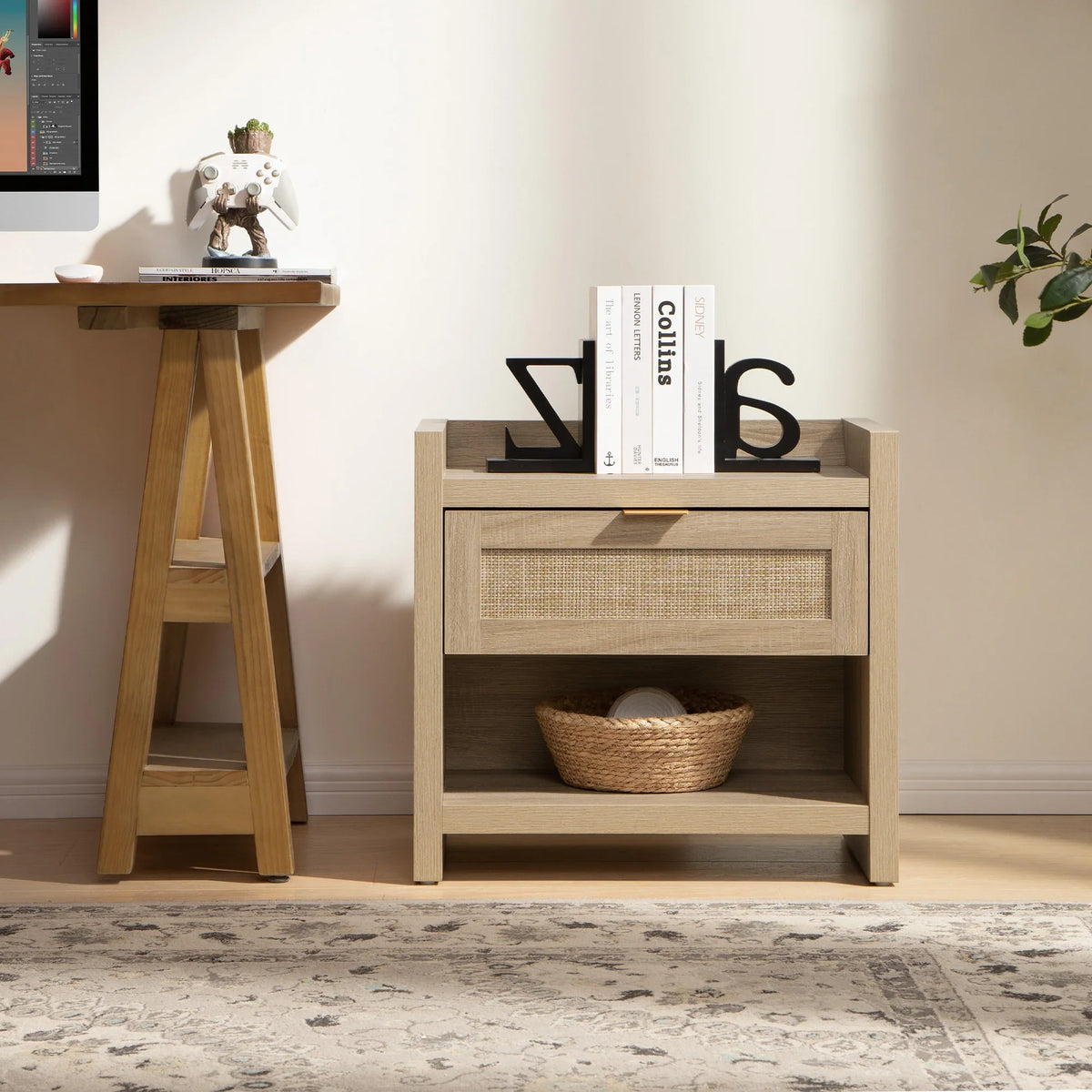 Savanna Rattan Nightstand with Drawer