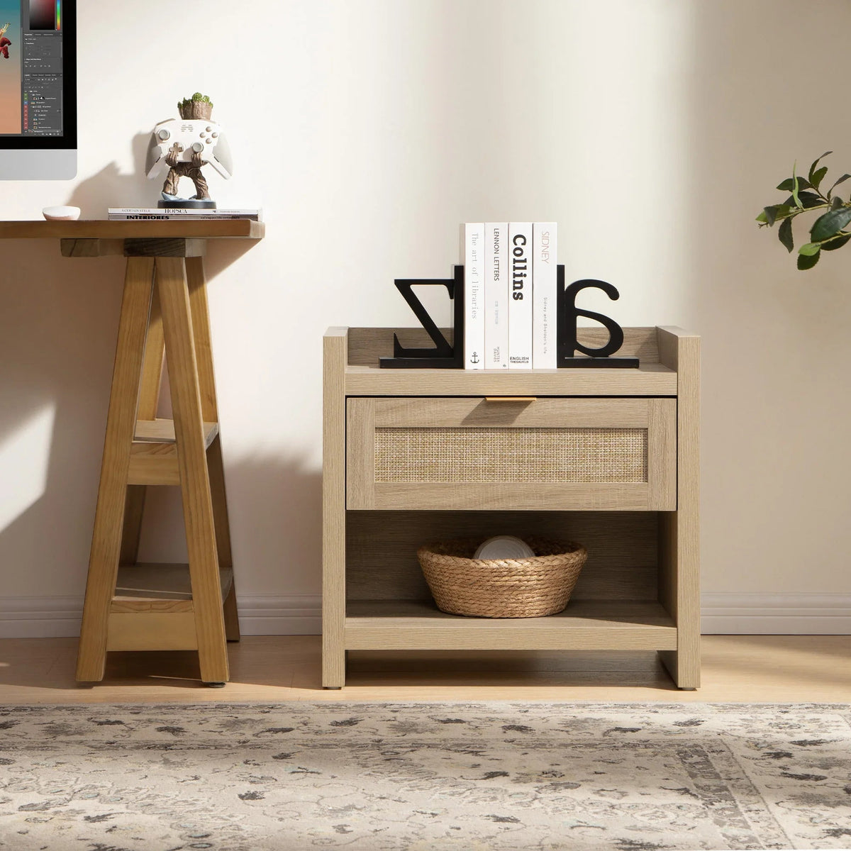 Savanna Rattan Nightstand with Drawer, Set of 2