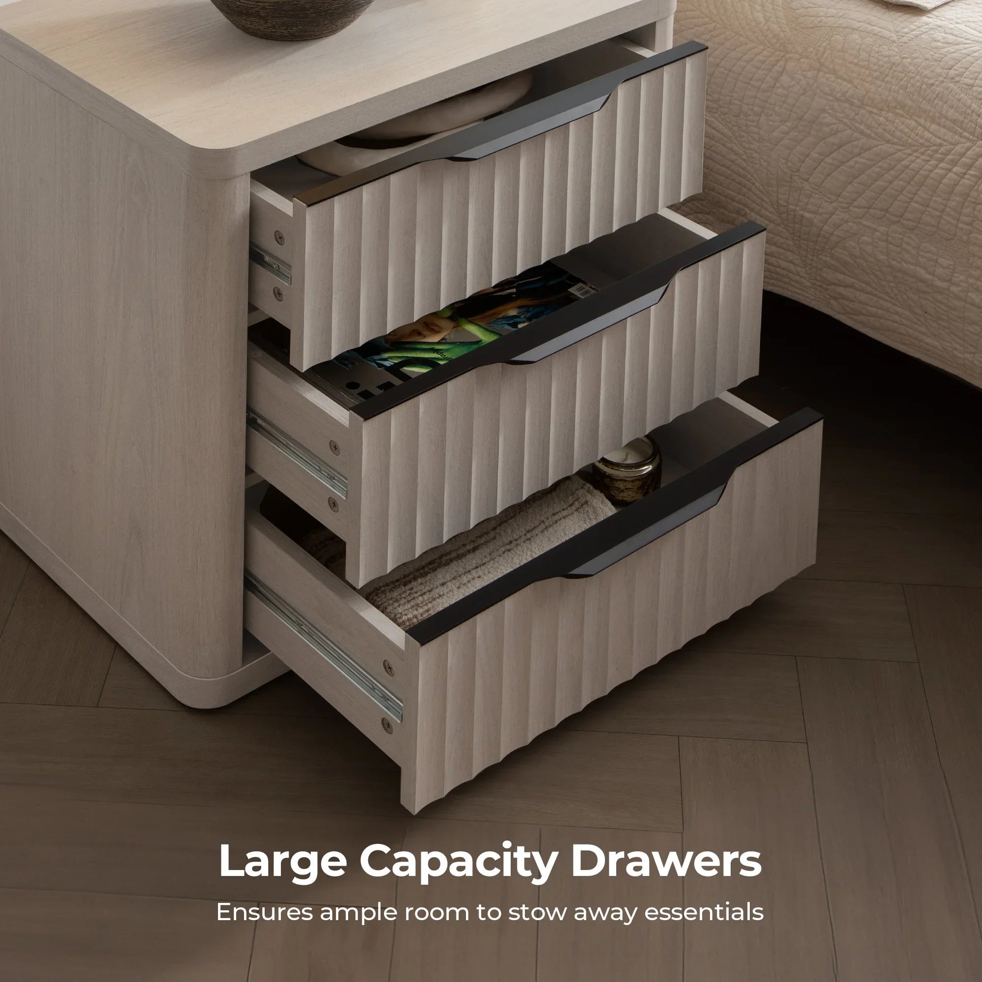 Cas 6 Drawers Dresser and 3 Drawers Nightstands Set for Bedroom - 1 Set - Grey Alder