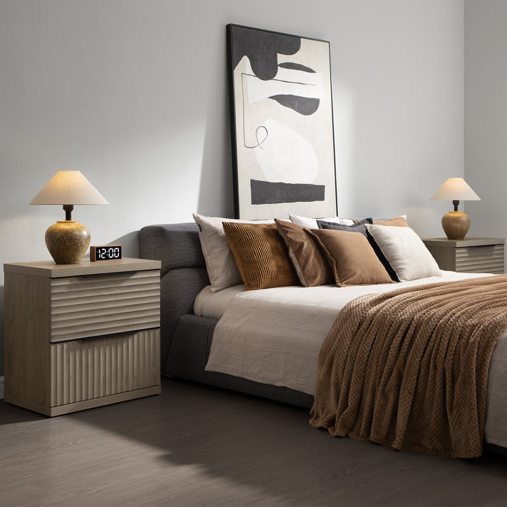 Stria 2-Drawer Nightstand with Interchangeable Panels