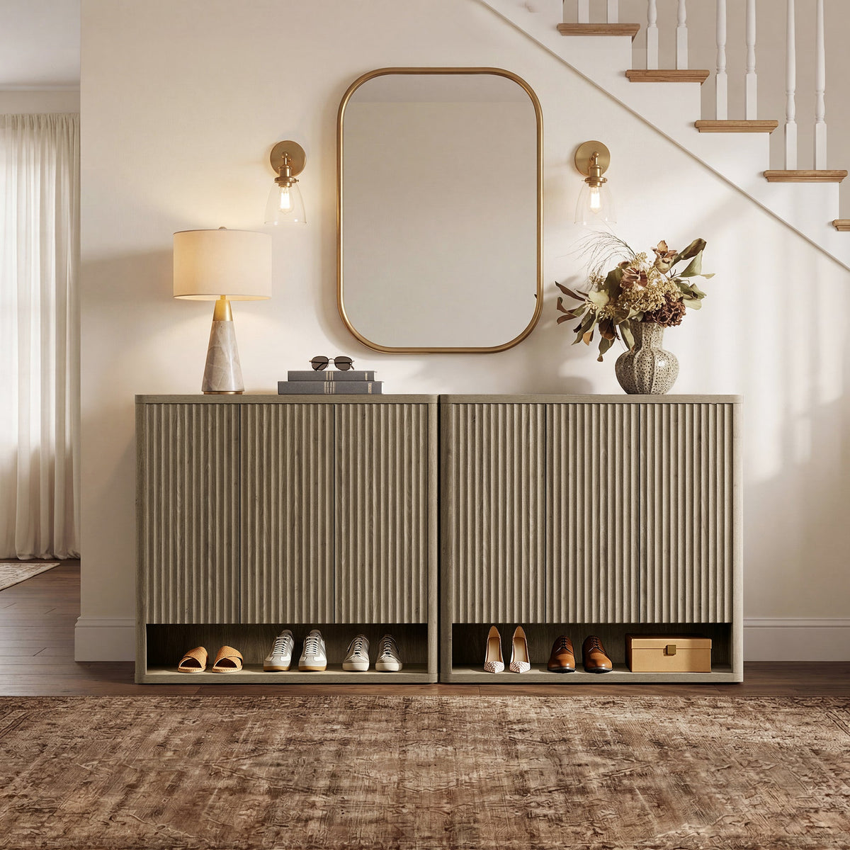 Cas Shoe Storage Cabinet with Doors, Set of 2