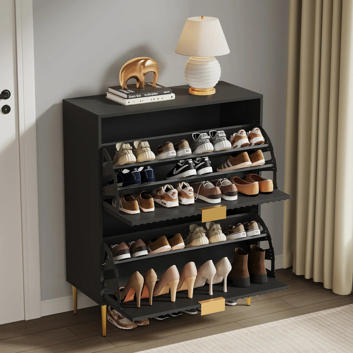 Opus 2-Tier Shoe Cabinet with Storage, Set of 2