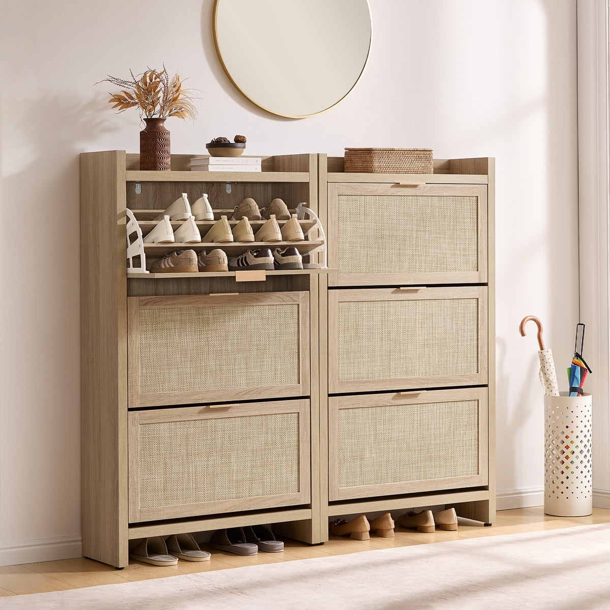 Savanna Flip Door Shoe Cabinet, 30 Pairs Shoes