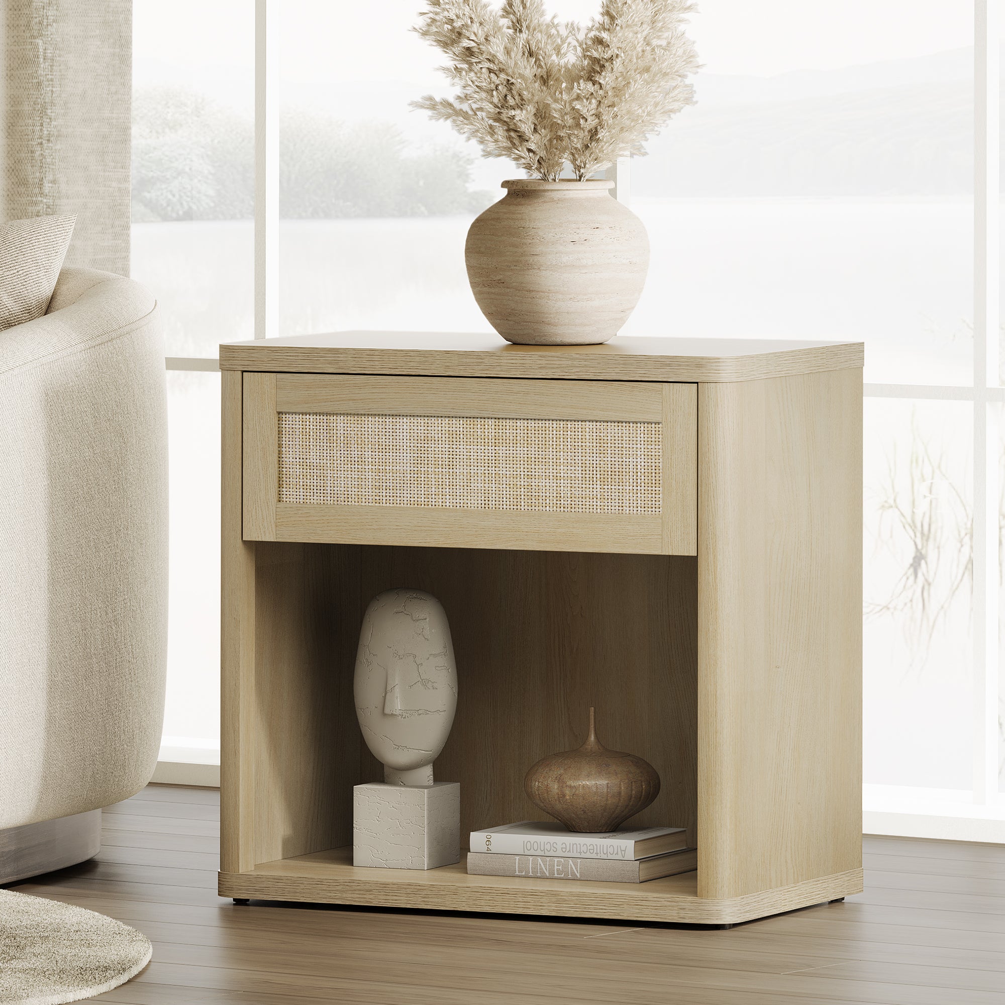 Zura Rattan Nightstand with Drawer