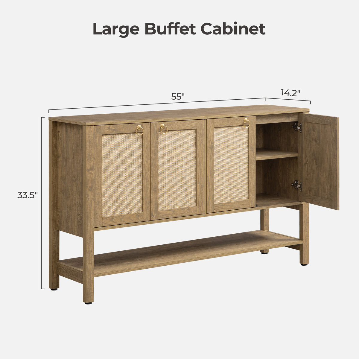 Terra 4 Doors Sideboard and 2 Drawers Nightstands Set for Living Room
