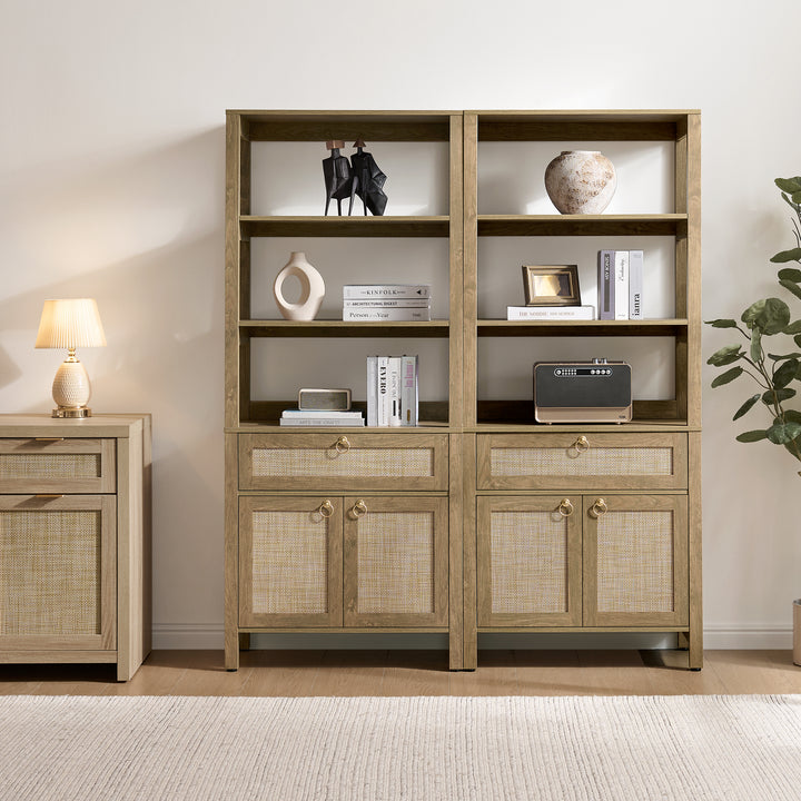 Terra Black Rattan Bookshelf, Large Storage