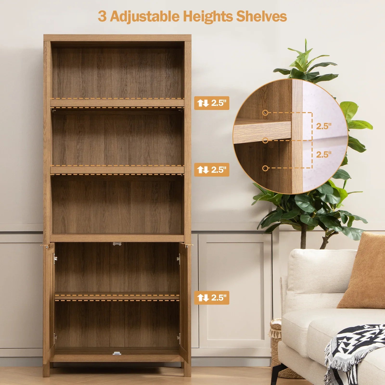 Savanna 5 Shelf Bookcase, 70.9Inch