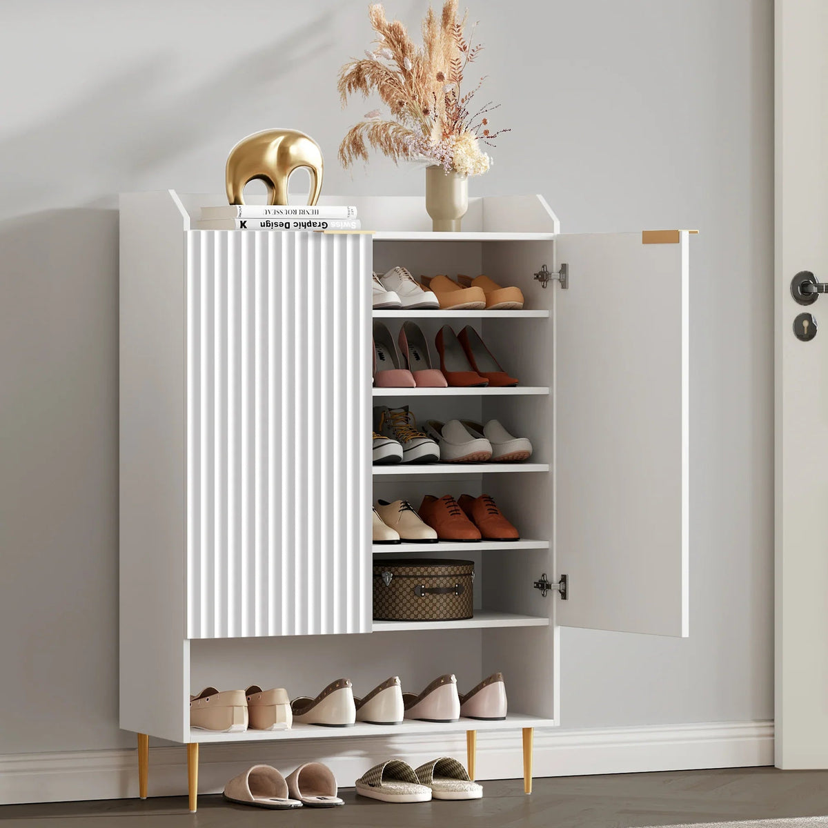 Opus Shoe Cabinet with 2 Doors, Set of 2