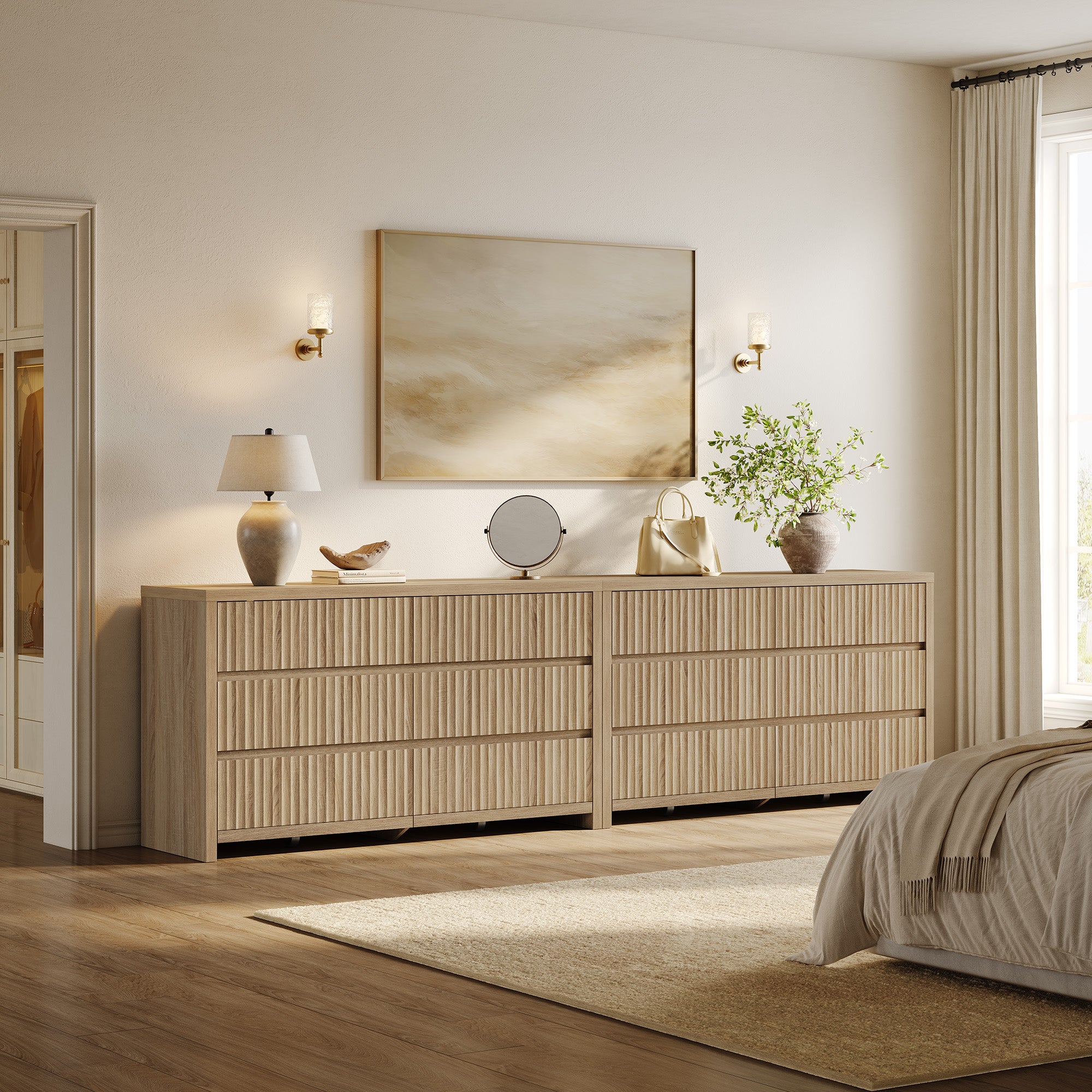 SICOTAS 6-Drawer Dresser for Bedroom, Fluted 55.15