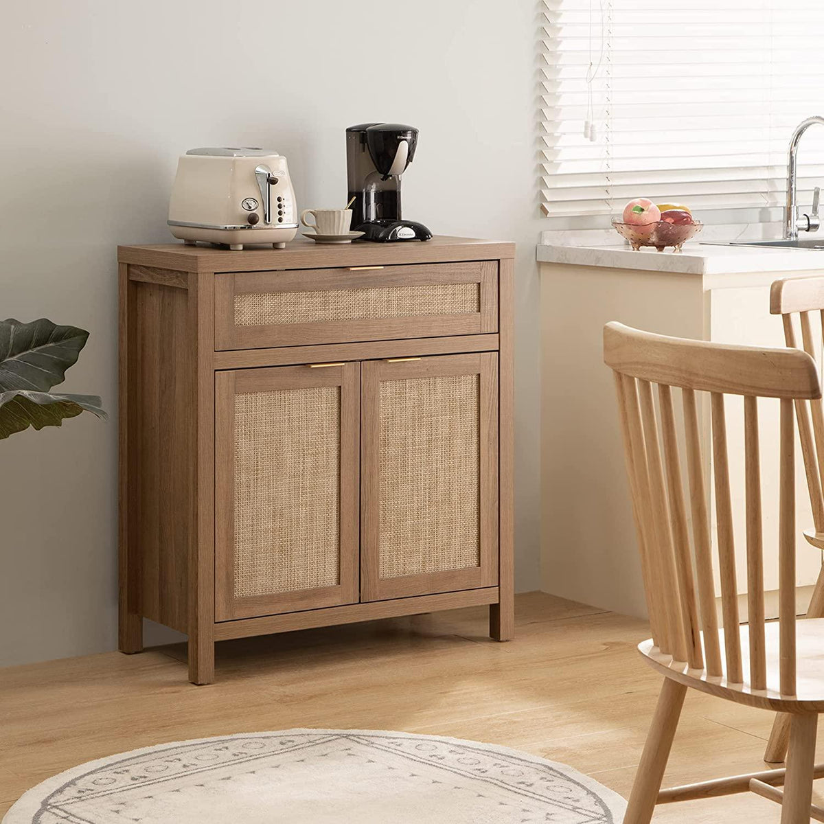 Savanna Black Storage Buffet Cabinet with Drawers, Set of 2