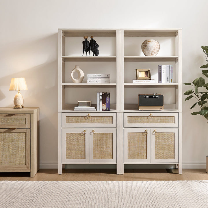 Terra Bookshelf With Drawer and Doors, Set of 2