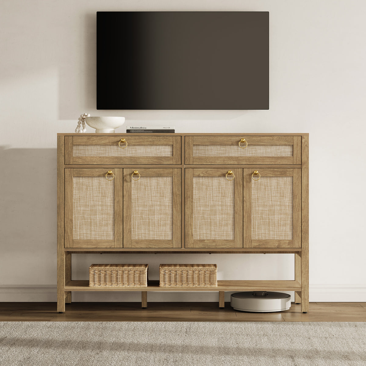 Terra TV Stand with Storage, 55 Inches Wide