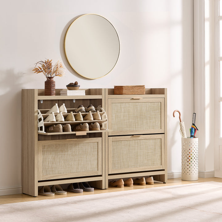 Savanna Rattan Double Flip Shoe Cabinet
