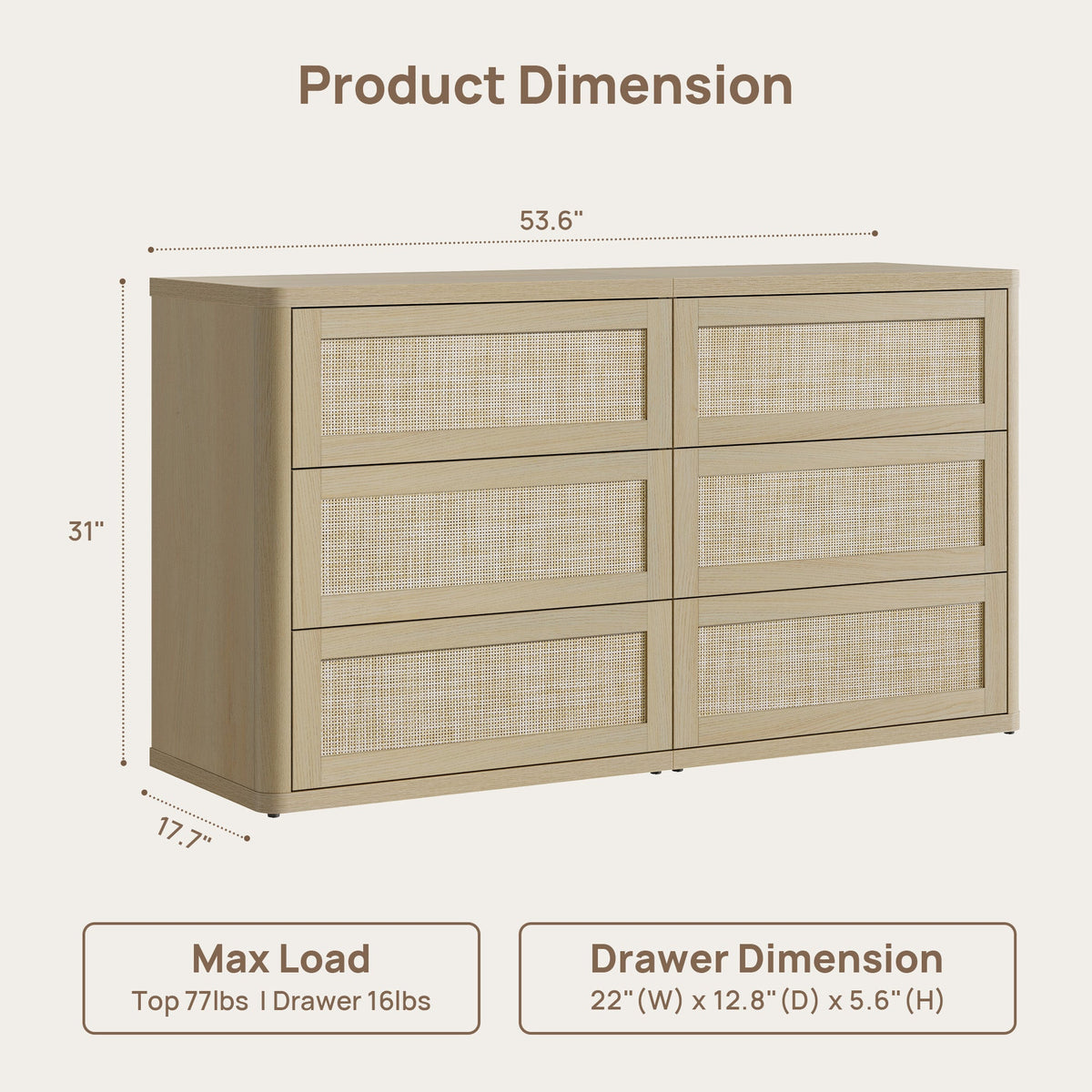Zura Sectional Rattan Dresser and 3-Drawer Nightstand Set