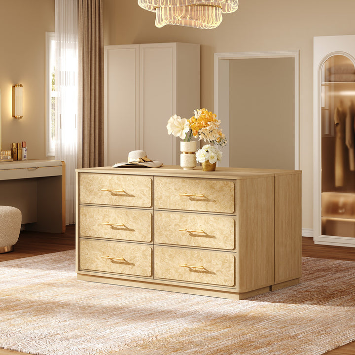 Burluxe Dresser with 6 Drawers, Large Storage, Set of 2