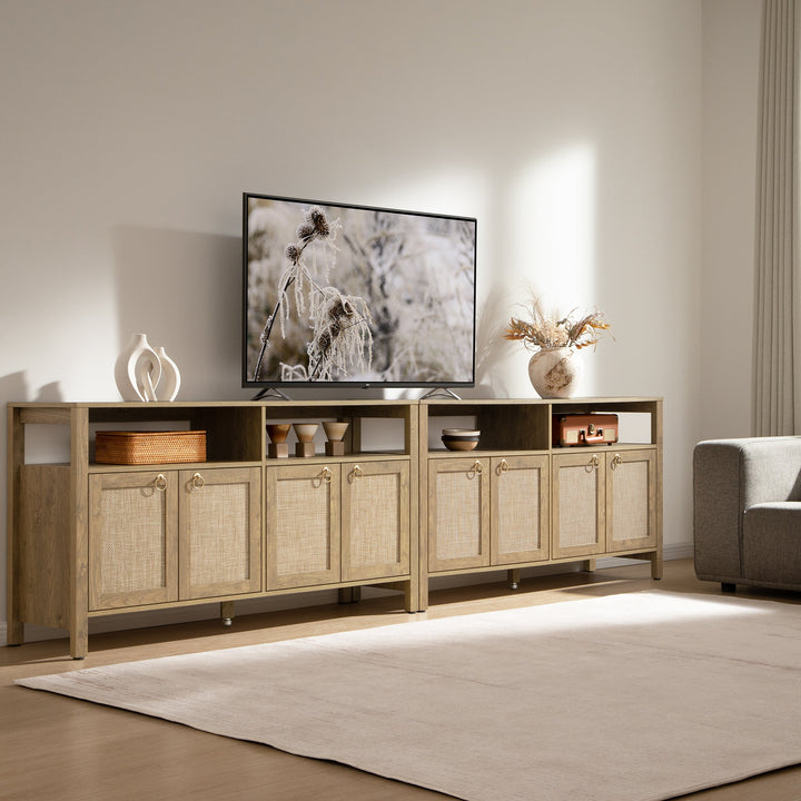 Terra White TV Stand for 65 Inch TV - 1 Piece - Carbon Cherry