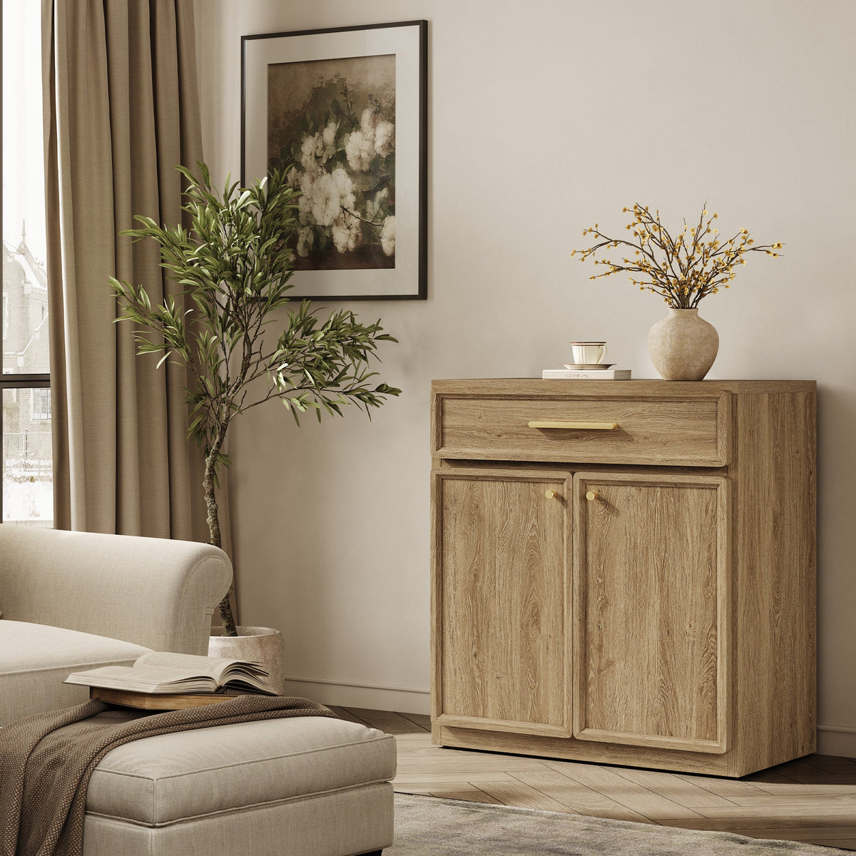 Crescent Sideboard Buffet Cabinet, Set of 2