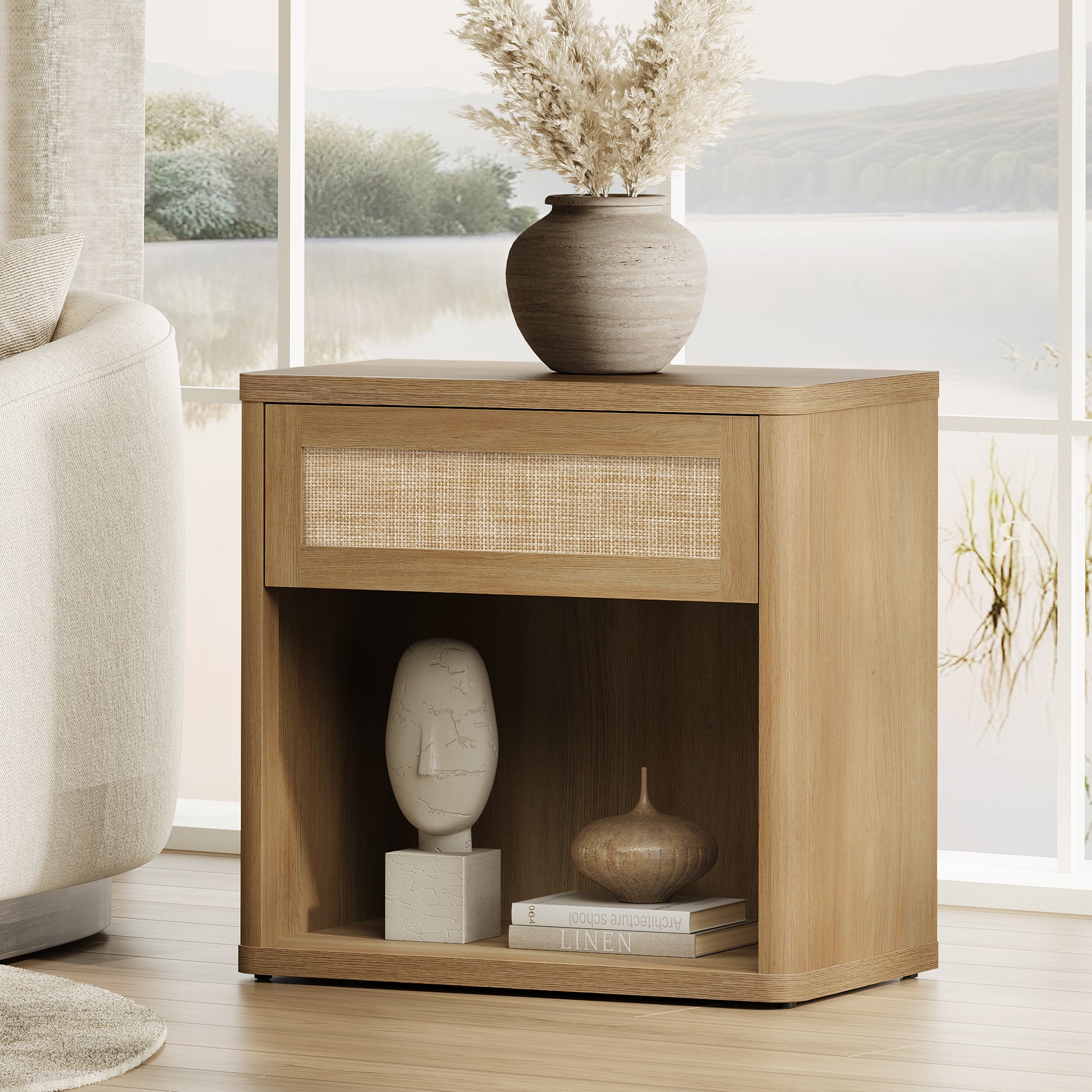 Zura 1-Drawer Nightstand, Boho Style