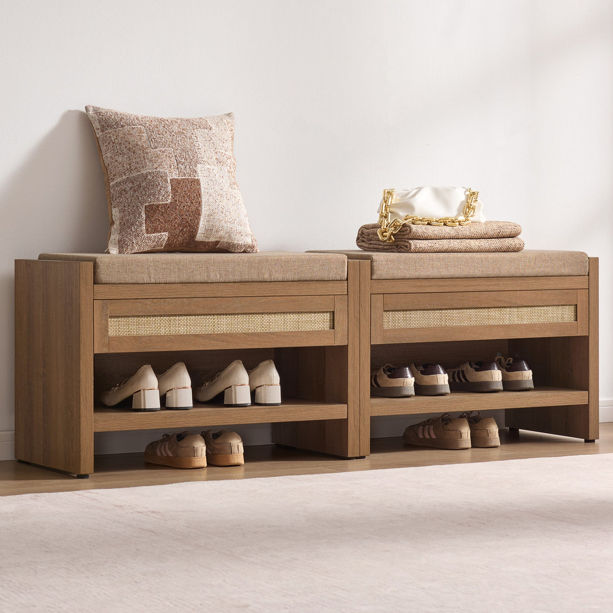 Savanna Shoe Bench with Storage, Set of 2