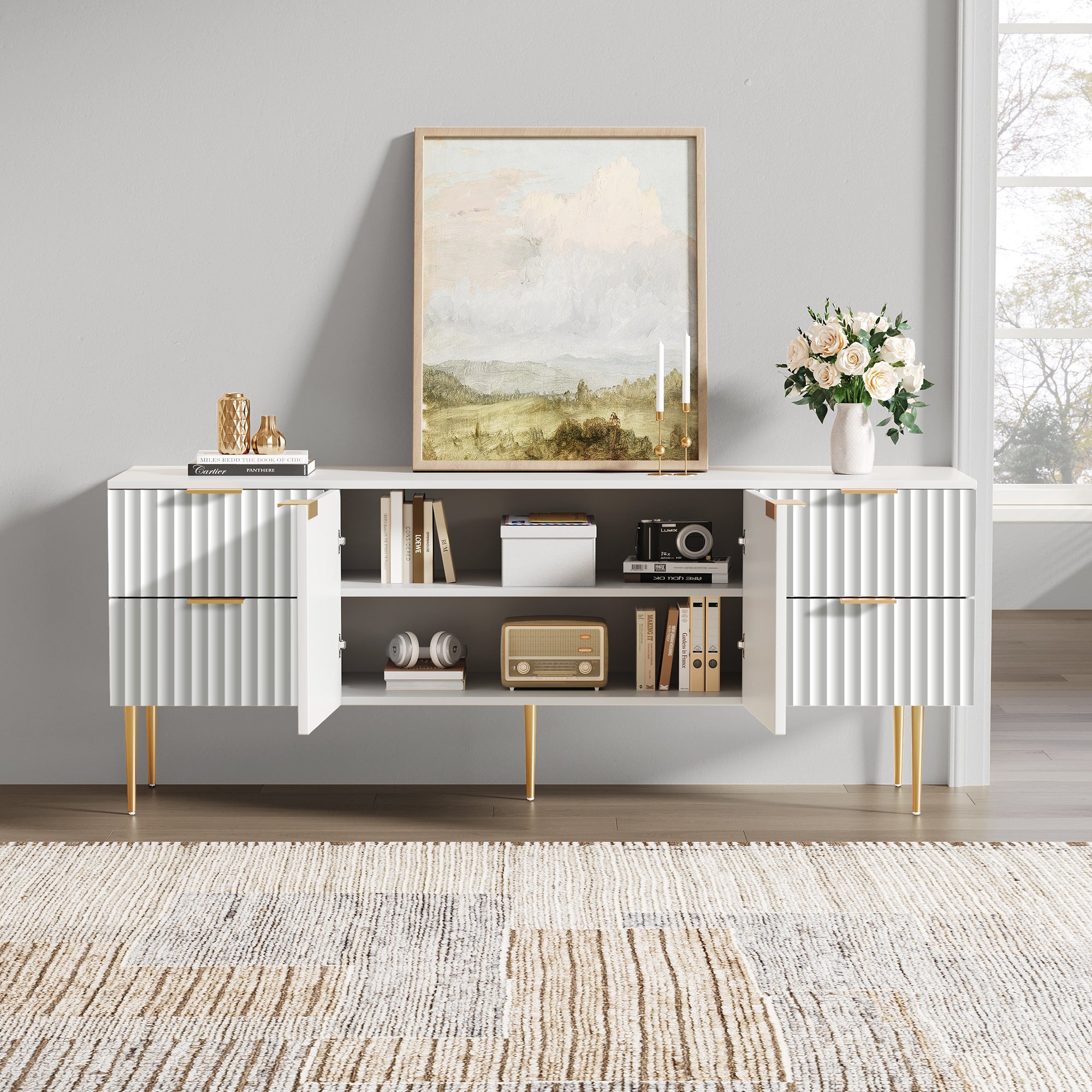 Opus Black TV Stand, Large Storage