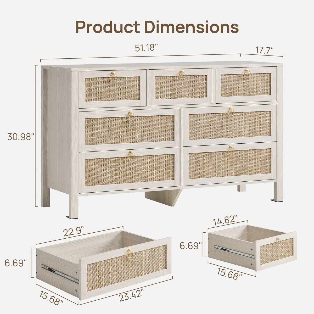 Terra Dresser and 3 Drawers Nightstands Set