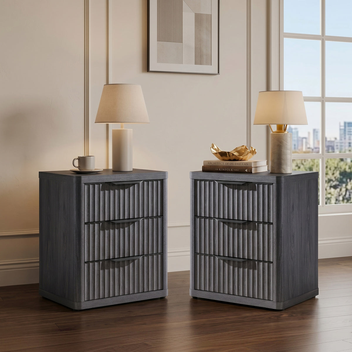 Cas 3 Drawers Dresser, Black Handle