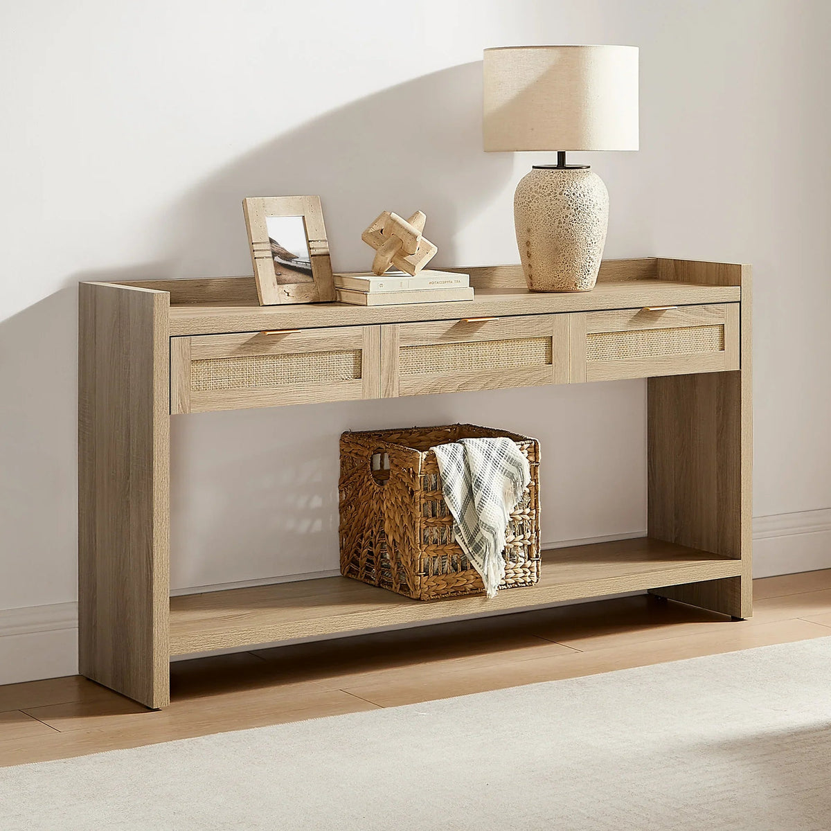 Savanna 60'' Wide Entryway Table with Storage, Boho Design