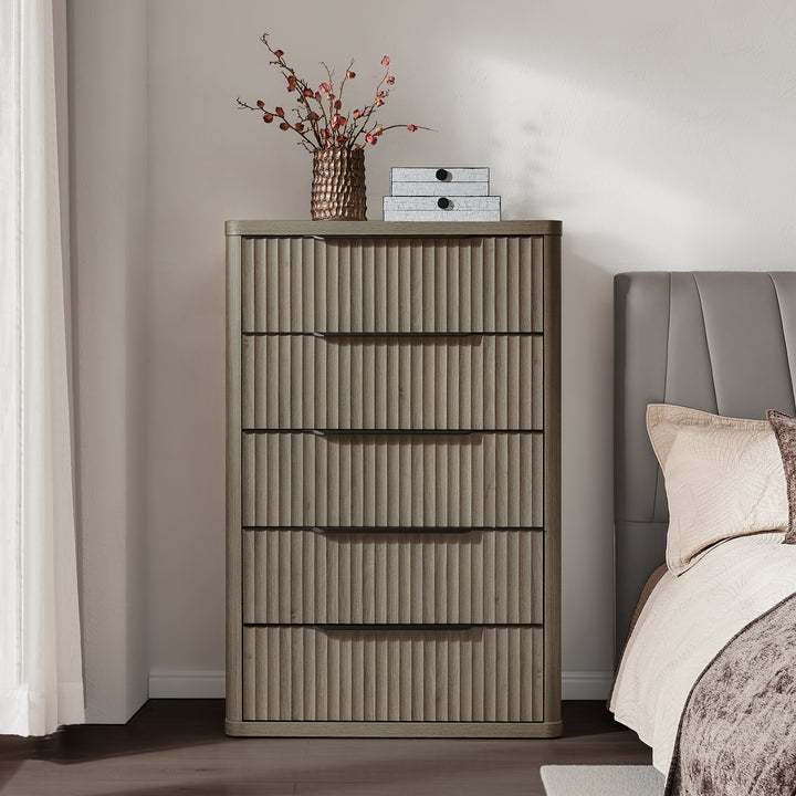 Cas 50.7Inch Tall Dresser, 5 Drawers - 1 Piece / White Alder Cas 50.7Inch Tall Dresser, 5 Drawers - 1 Piece / White Alder
