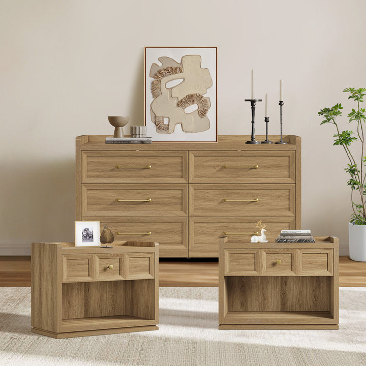 Helio 6-Drawer Dresser and Large Nightstands Set