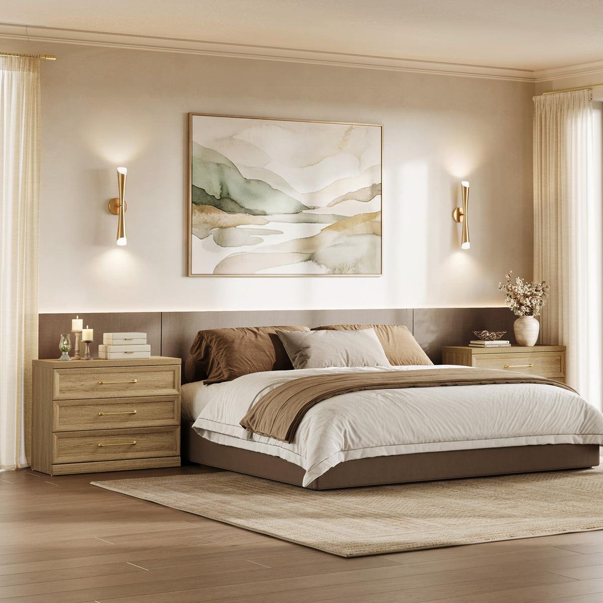 Helio Modern Nightstand with 3 Drawers, 30'' Wide
