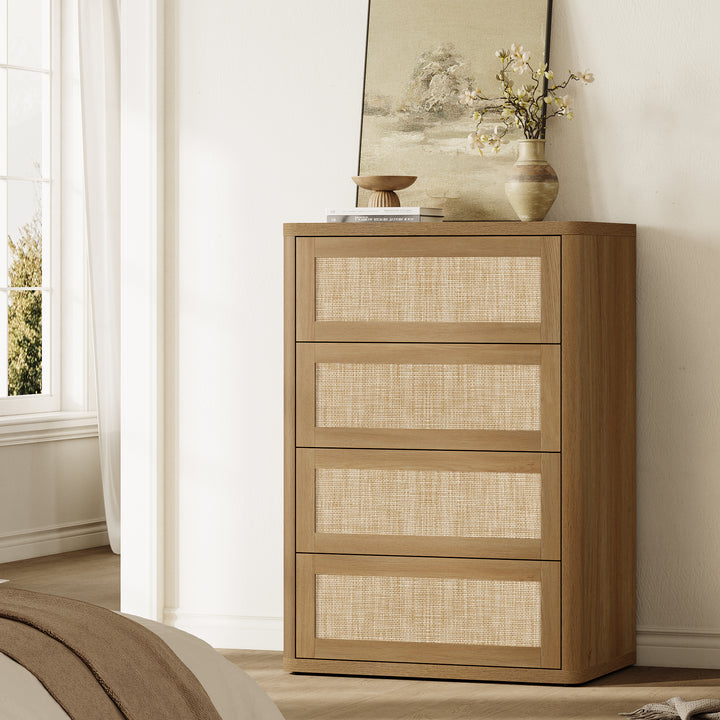 Zura Rattan Dresser with 4 Spacious Drawers