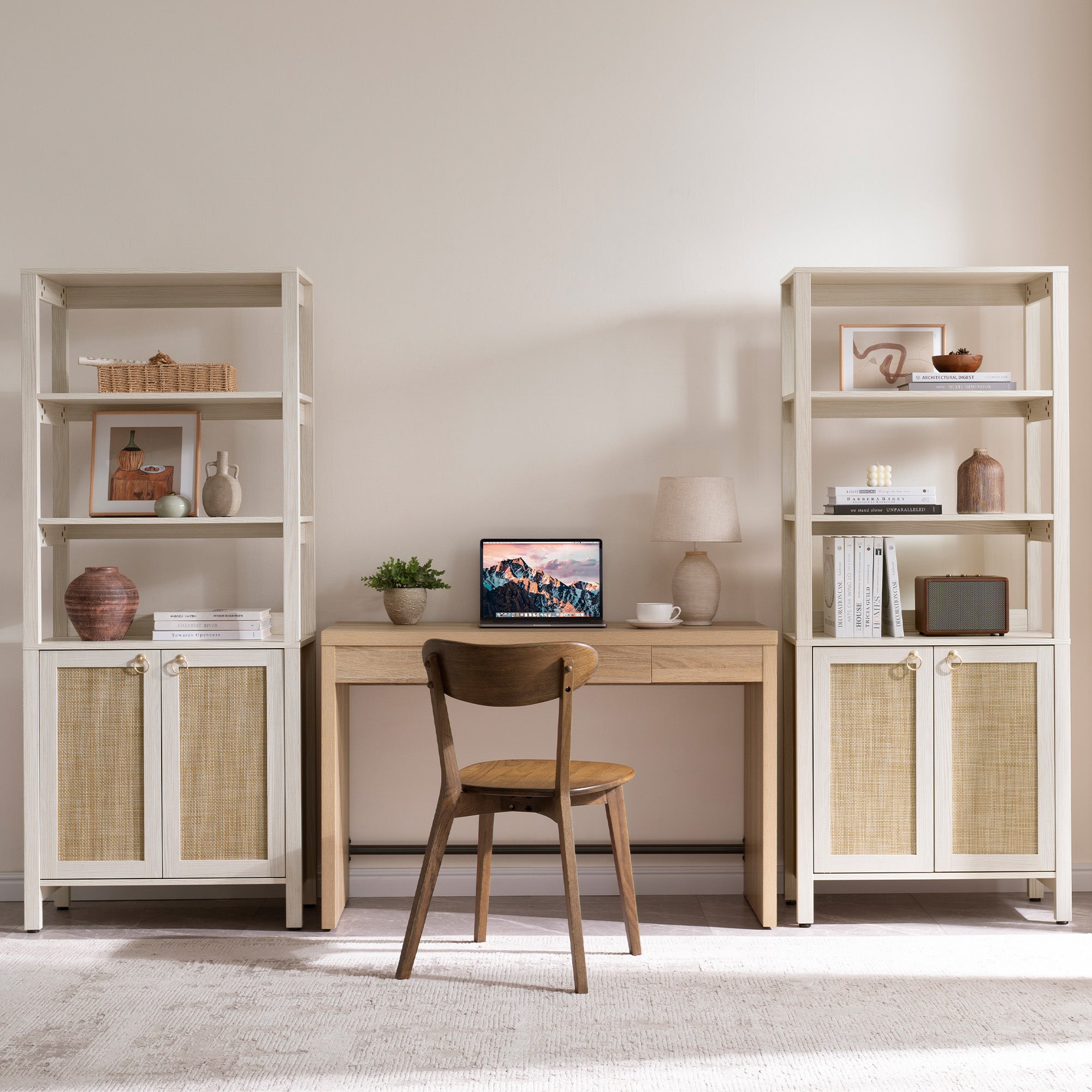 Terra Modern 2-Door Bookshelf, Large Storage