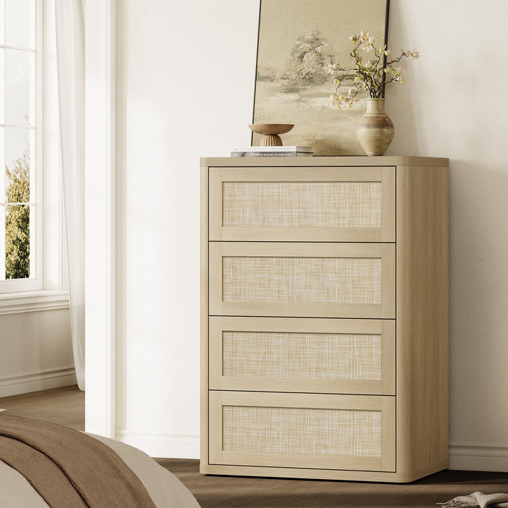 Zura Rattan 4-Drawer Dresser, Bedroom Storage