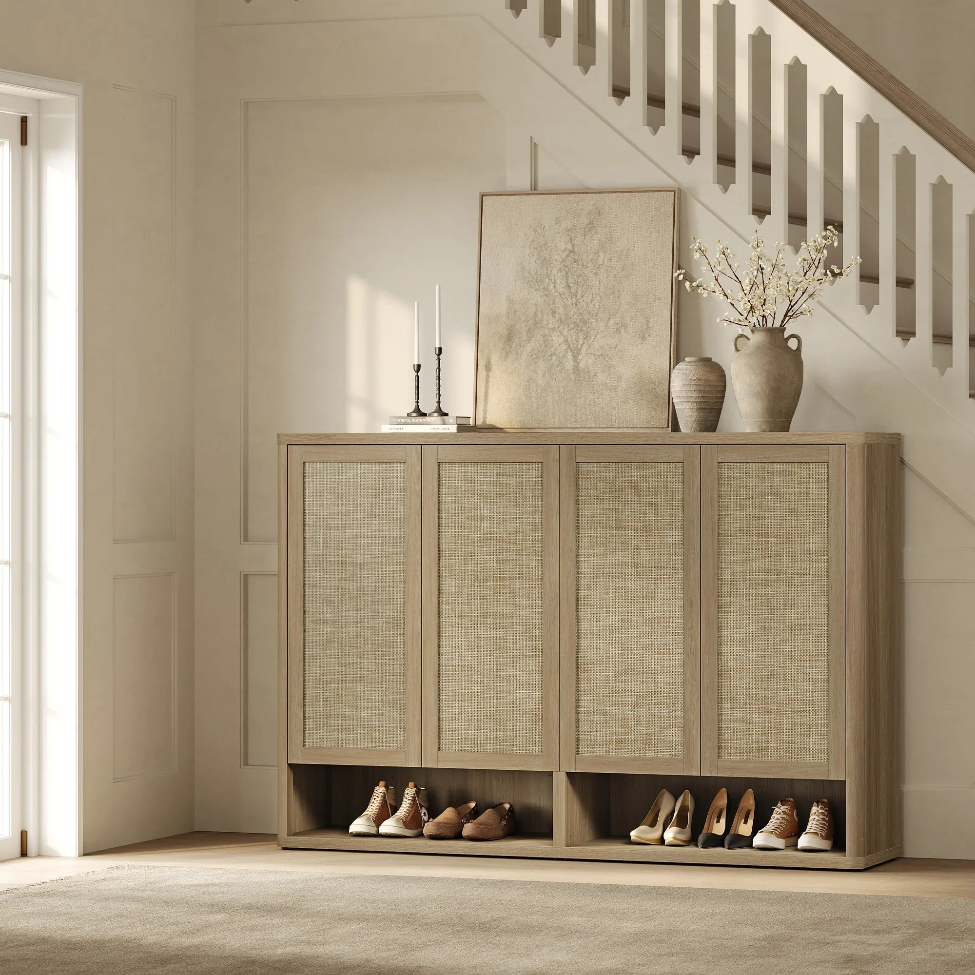 Zura 2-Piece Black Shoe Cabinet