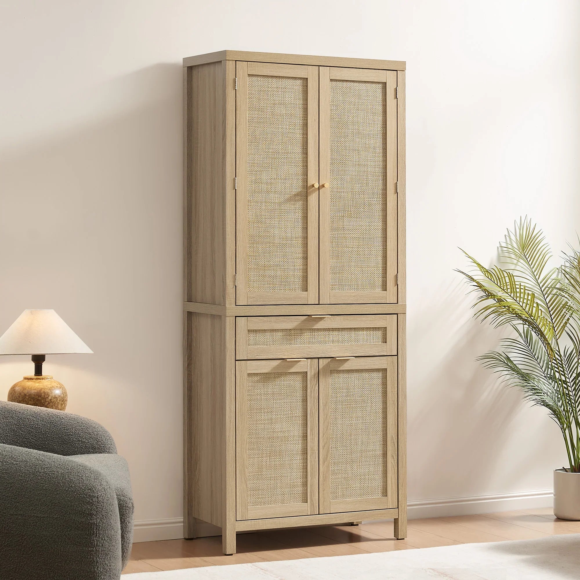 Savanna Pantry Cabinet,Rattan Door